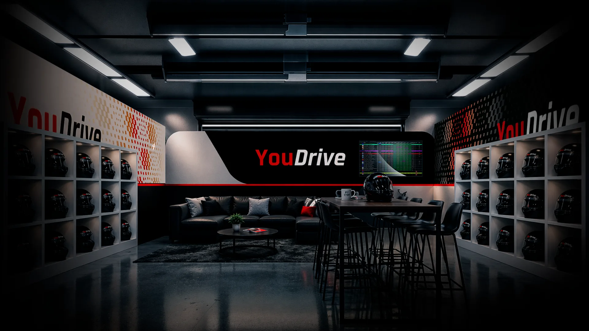 Branded YouDrive lounge space prepared inside the circuit.